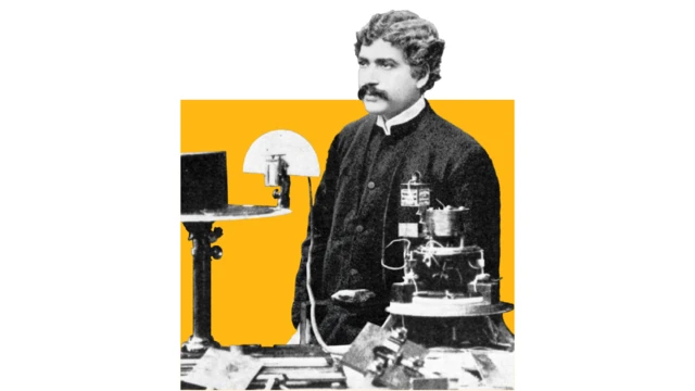 Le professeur Jagadish Chandra Bose prononce un discours sur les ondes électriques en 1896.
