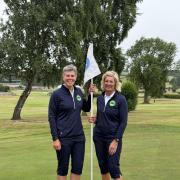 Pam and Karen on their golf challenge